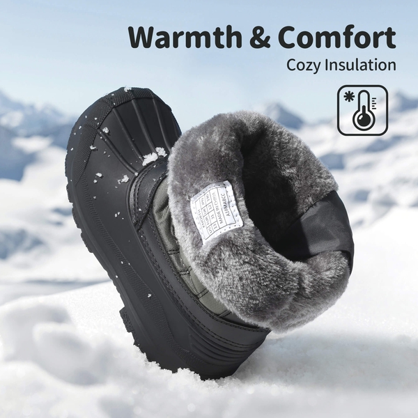 Kids Waterproof Shell Bottom Snow Boots - BLACK GREY RED - 2